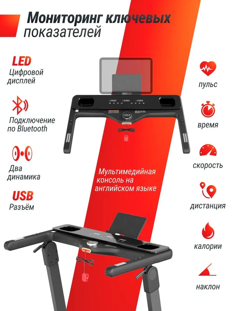 Беговая дорожка для дома UNIX Fit высокотехнологичная / Hi-tech F3 PLUS серый складная, пиковая мощность 2,5 л.с., до 120 кг, беговое полотно 130x48 см, скорость 1-16 км/ч, угол наклона 0-18%, 130x48 см, 2,5 л, фото 6