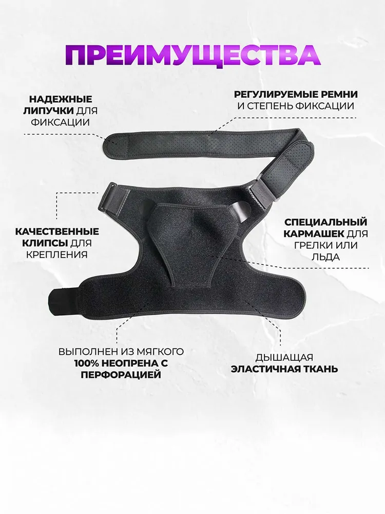 Бандаж на плечевой сустав и руку ортопедический Birky, фиксатор повязка на правое и левое плечо регулируемый, ортез спортивный универсальный, вариант, фото 4