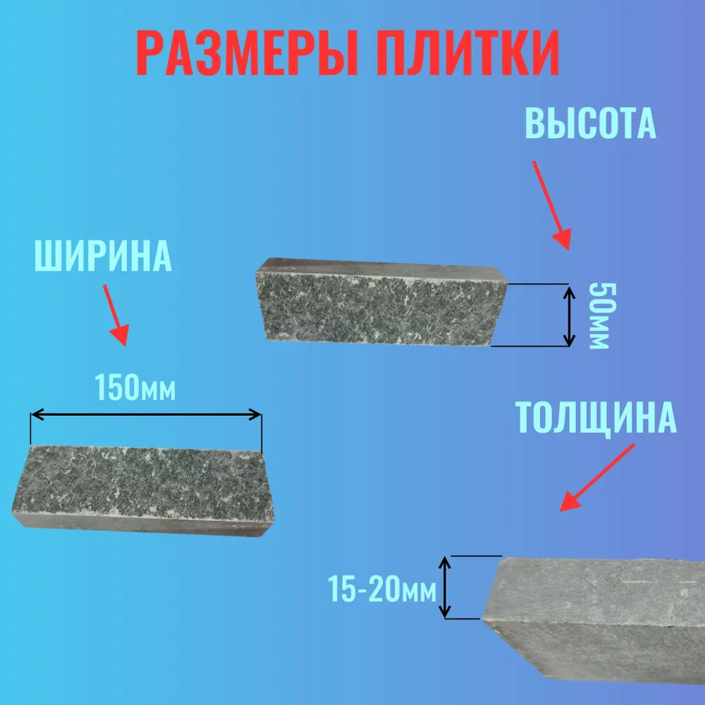 Плитка для бани и сауны талькохлорит, рваный камень, для отделки бани и сауны, 150 x 50x20 мм, 80 шт, 150x50x20 мм, 80 шт, фото 5
