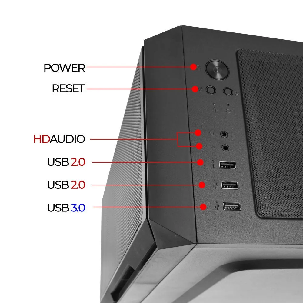 Корпус Ginzzu CL590 mATX закаленное стекло боковая и передняя панель, вариант, фото 5