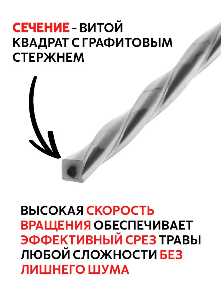 Леска для триммера 2.4мм (30 метров) витой квадрат с жилой корд, 30 м, фото 2
