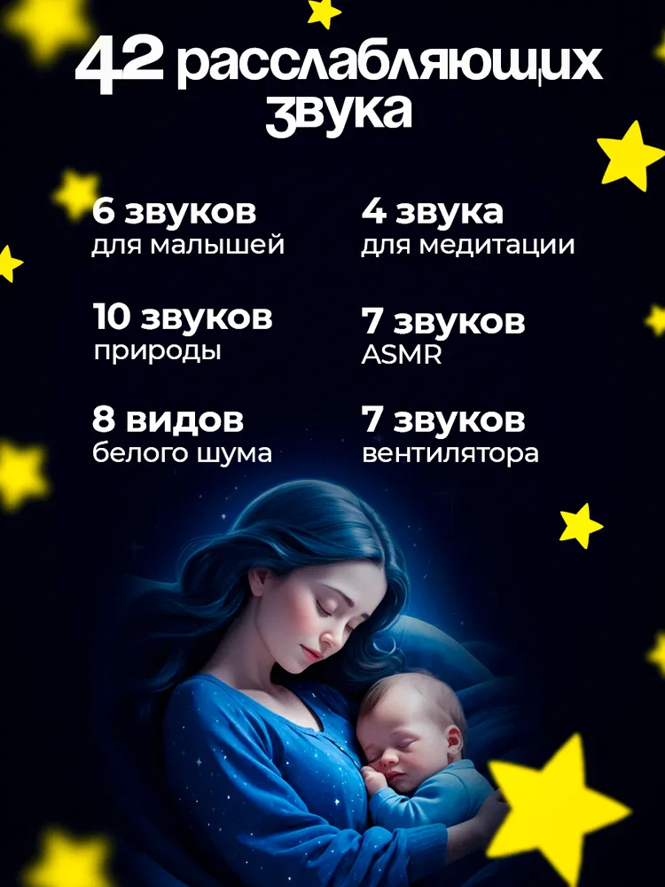 Белый шум для новорожденных, ночник с белым шумом L3, Bluetooth колонка, генератор белого шума для сна, белый, фото 3