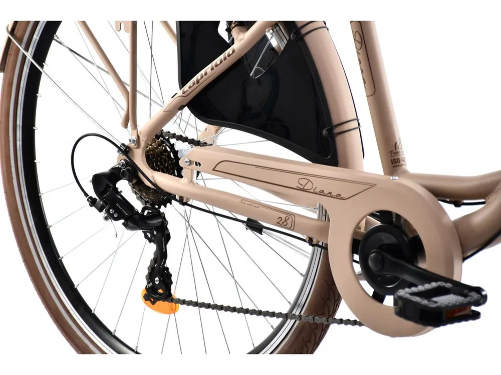 Велосипед CAPRIOLO CITY DIANA STEEL (1 X 6), рама сталь 18'', колёса 28'' (капучино (матовый) - коричневый), 1x6, фото 3