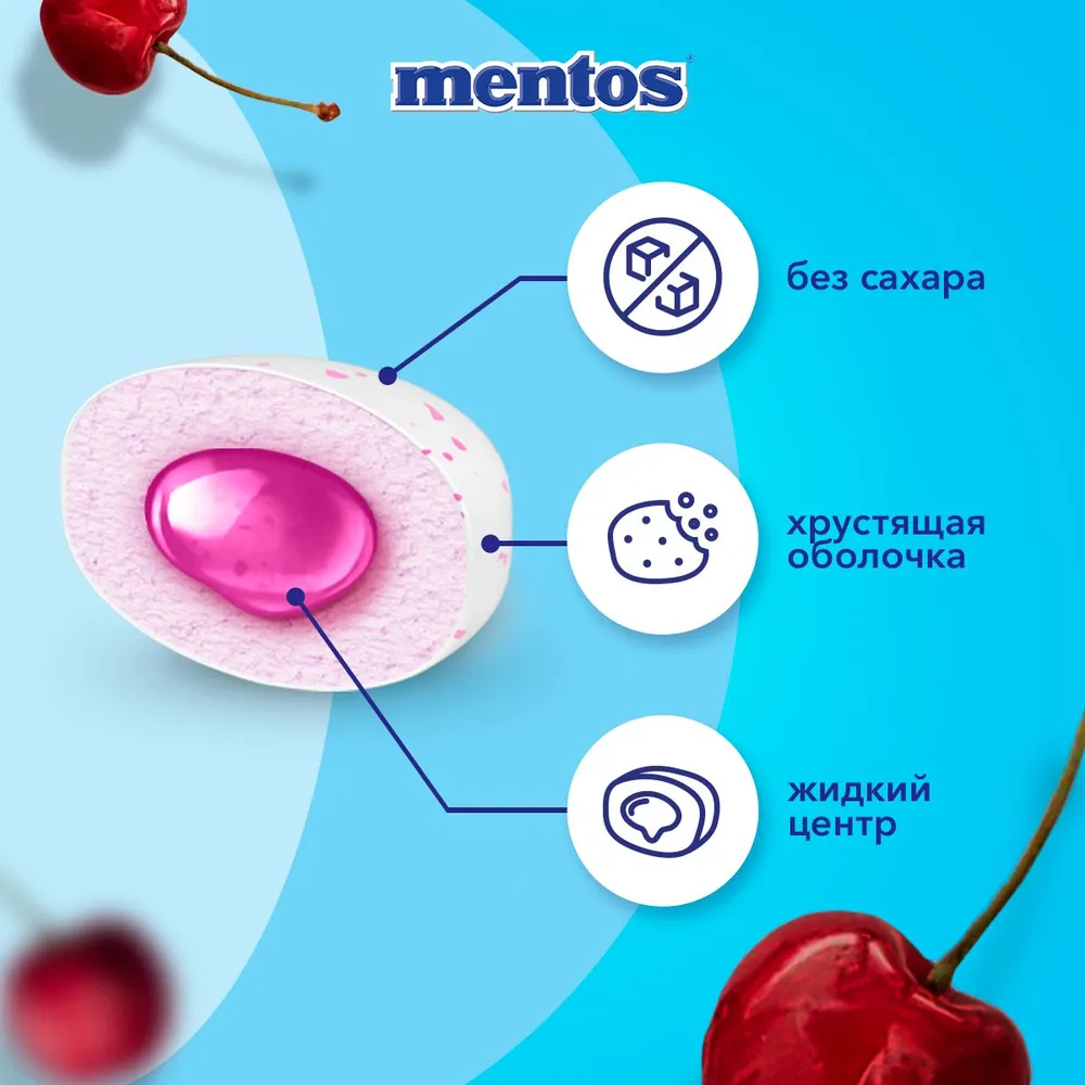 Жевательная резинка Ментос Вишня, 6 шт х 54 г, 6 шт, 54 г, фото 3
