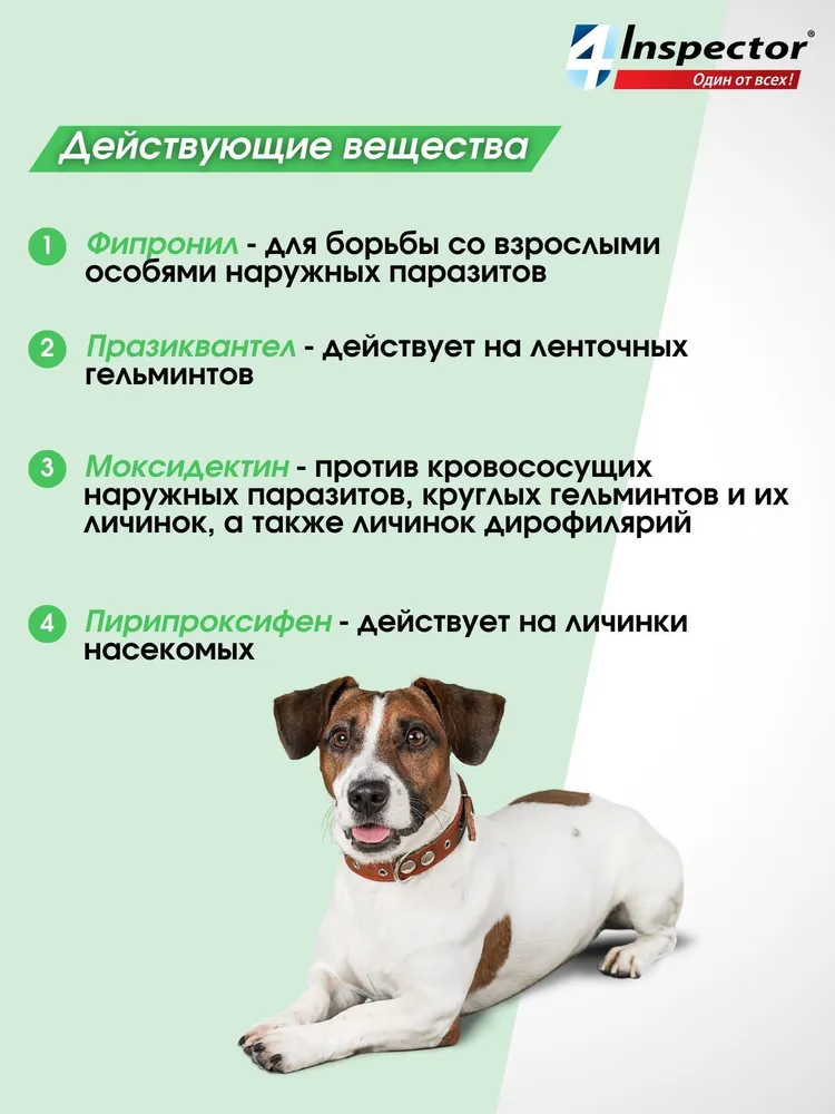 Капли от блох клещей гельминтов Inspector Quadro для собак 4-10 кг 3 шт, 10 кг, 3 шт, фото 4