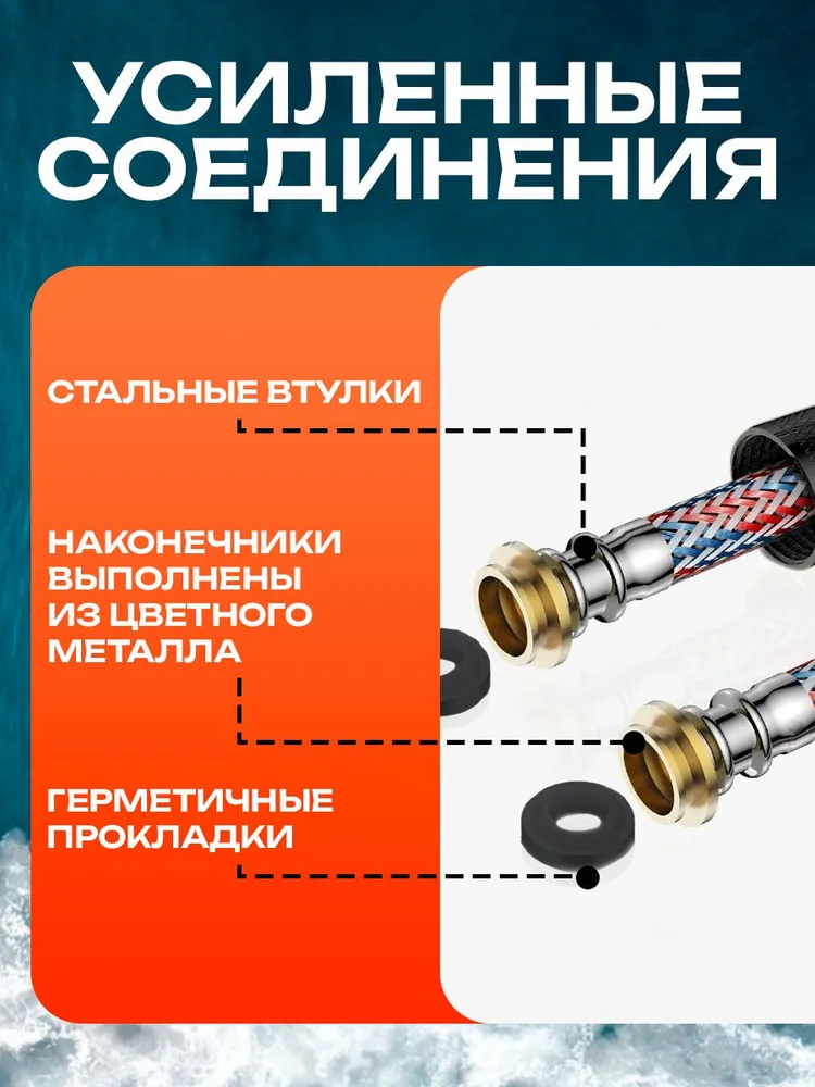 Шланг для душа 1,5 метра, усиленный, черный, 1,5 м, фото 3