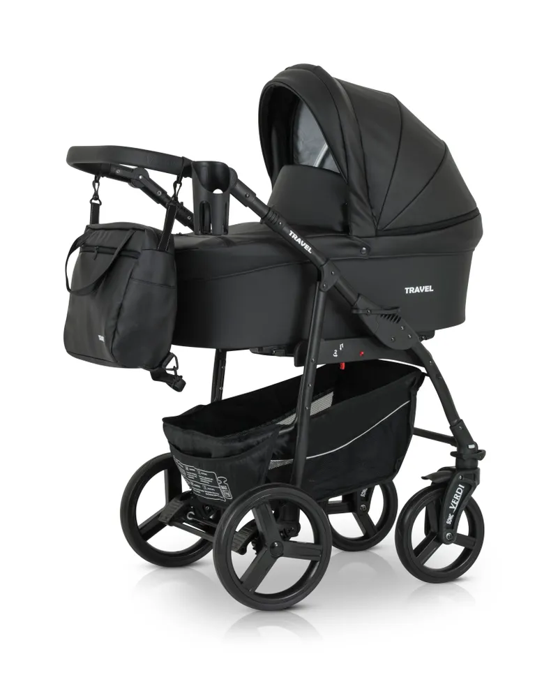 Коляска Verdi TRAVEL 3в1 (color 05) черная экокожа, черный