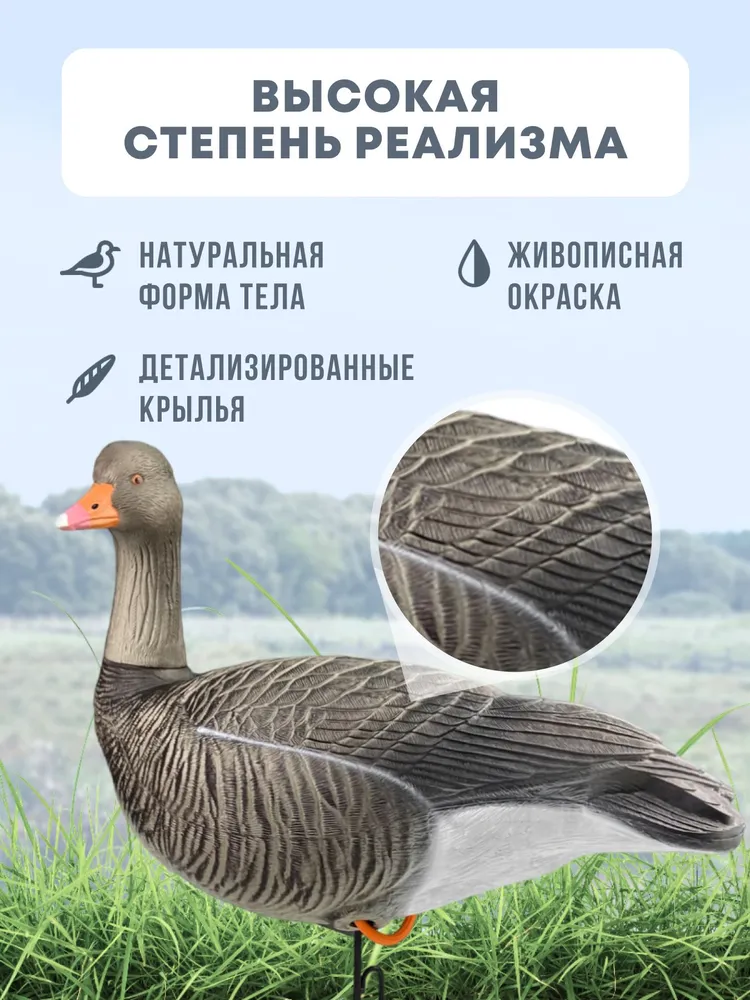 Подсадной гусь Taigan Goose сторожевой, чучело для охоты, реалистичное, вариант, фото 2