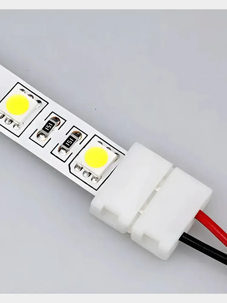 Коннектор для светодиодной ленты 8мм 2pin, 10 шт., соединитель для светодиодной ленты 8-миллиметровый двуголовочный 2-контактный., 10 шт, фото 6