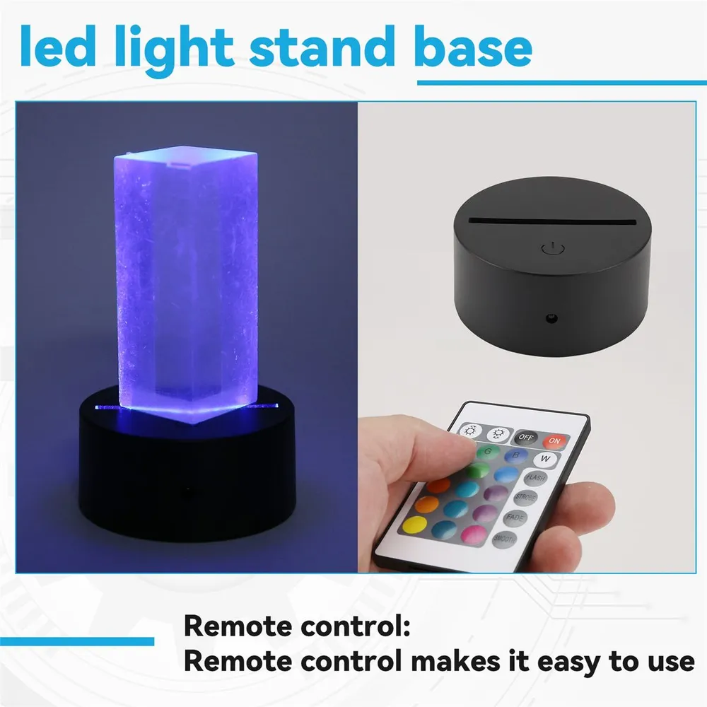 2 пакета 3D Night LED Light База лампы + Пульт дистанционного управления USB-кабель, 16 цветов Подставка для светового шоу акрилового черного, 16 цв., фото 5