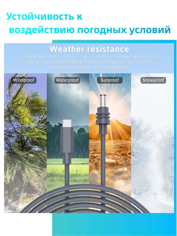 AYC-Link Сетевой кабель питания DC/USB Type-C, 10 м, темно-серый, 10 м, фото 5