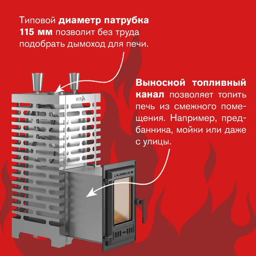 Печь для бани АСТОН 24 инокс (310) лонг, вариант, фото 3