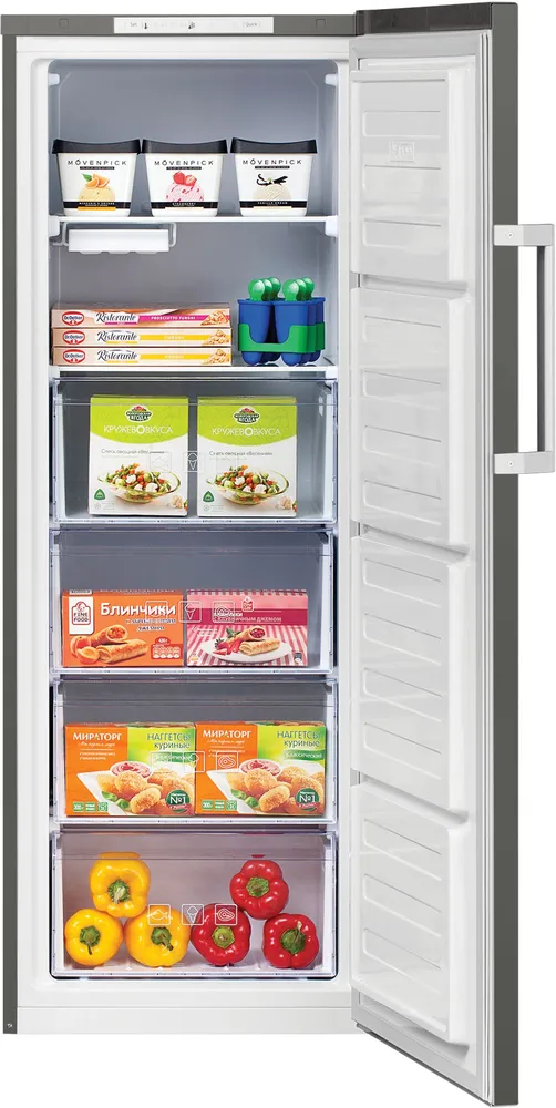 Морозильная камера Beko RFSK215T01G узкая, ширина 54 см, капельная система, высота 150 см, объем 215 л, электронное управление, насыщенный серый, 215 л, фото 3
