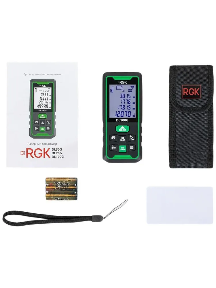 Лазерный дальномер зеленый луч с угломером RGK DL100G, 100м (арт. 778190), 100 м, фото 4