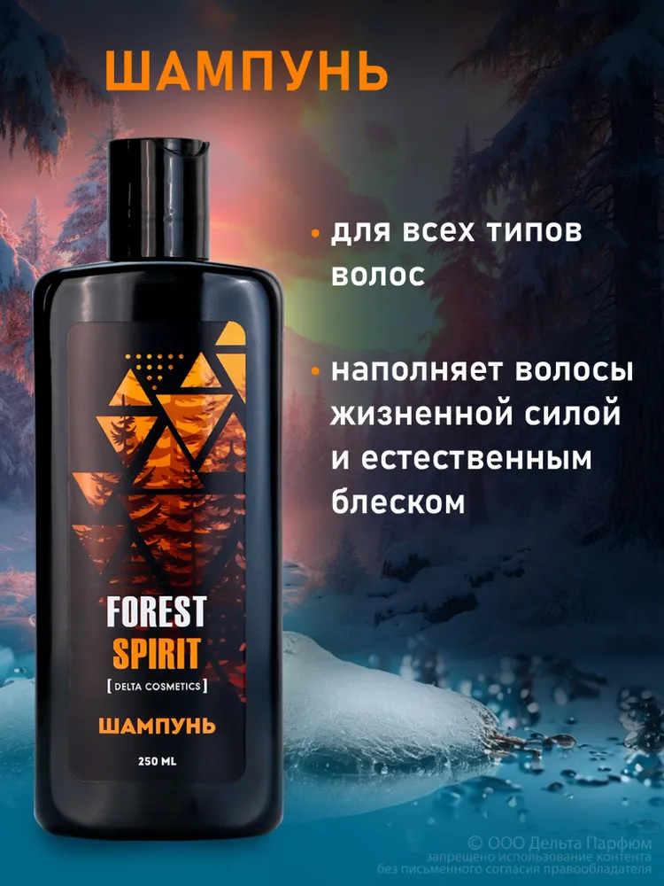 Подарочный набор для мужчин Forest Spirit (гель для душа 250 мл + шампунь 250 мл), 250 мл, 250 мл, фото 5