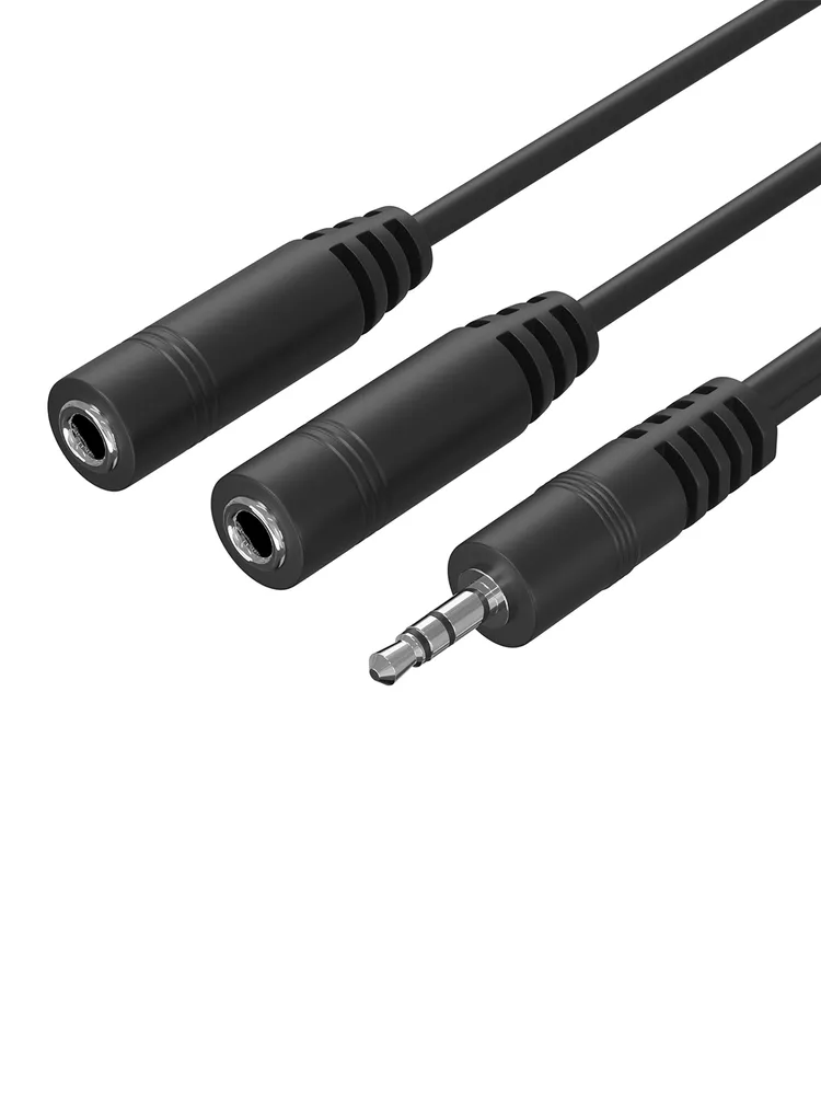 Аудио разветвитель сплиттер GSMIN Sound Split для двух наушников Mini Jack джек 3.5 мм смартфона, ноутбука, ПК (20 см) (Черный), черный, фото 2
