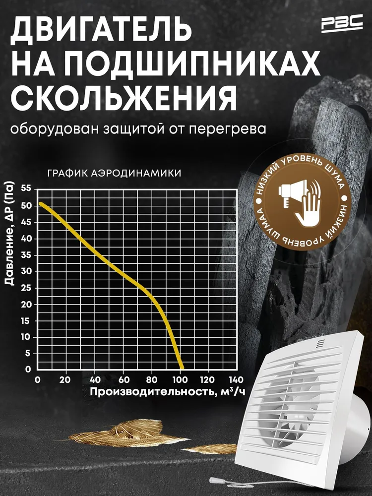 Вентилятор вытяжной 100 Лира с тяговым выключателем, белый, белый, фото 3