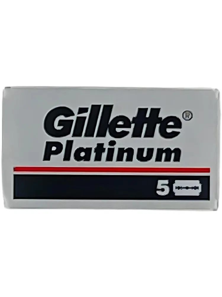 Двусторонние лезвия для Бритвы Gillette Platinum NEW / Платинум новые, классические, для T-образных бритв и шаветок, упаковка 5 шт, 5 шт, фото 4