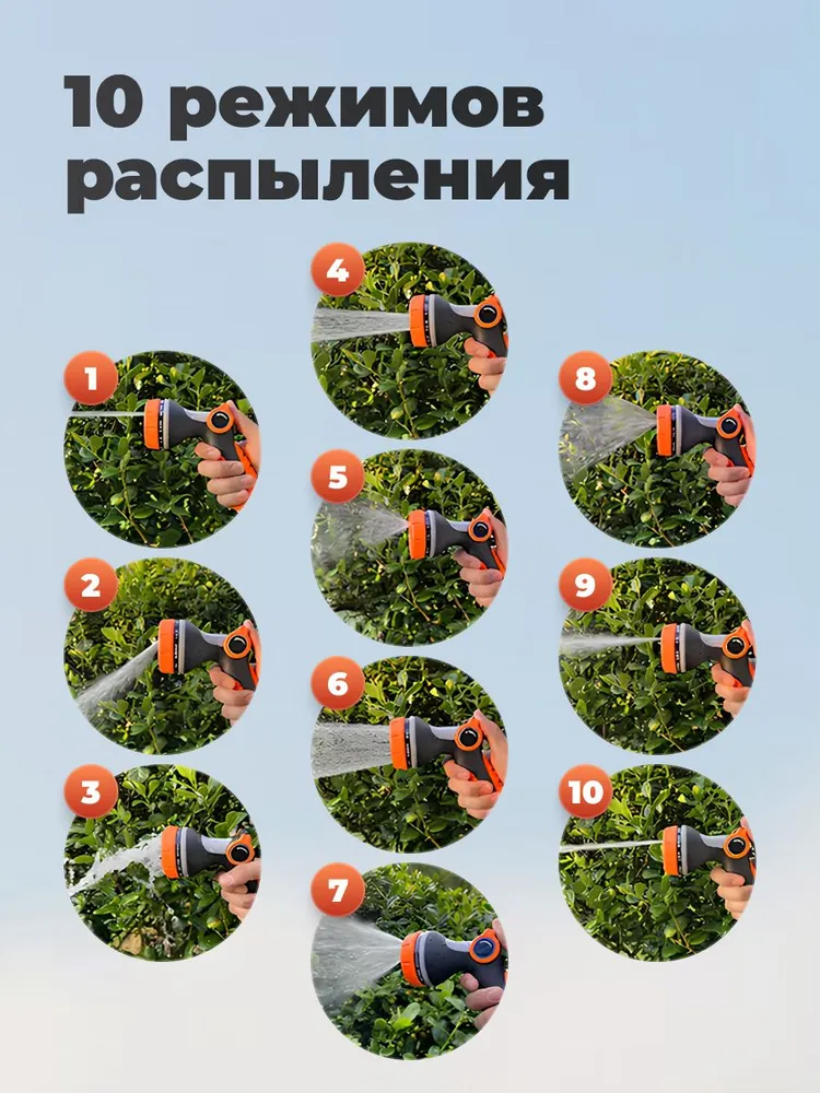 Пистолет для полива на шланг Birdhouse, 10 режимов, вариант, фото 2