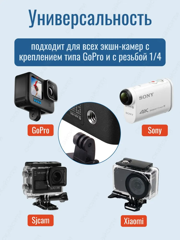Крепление присоска 1/4 с адаптером для экшн камер GoPro Eken Sjcam Sony короткая, вариант, фото 2