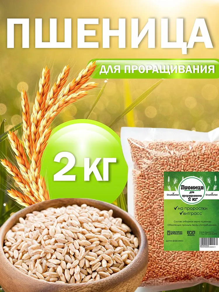 Пшеница для проращивания, заваривания, витграсс 2 кг, 2 кг