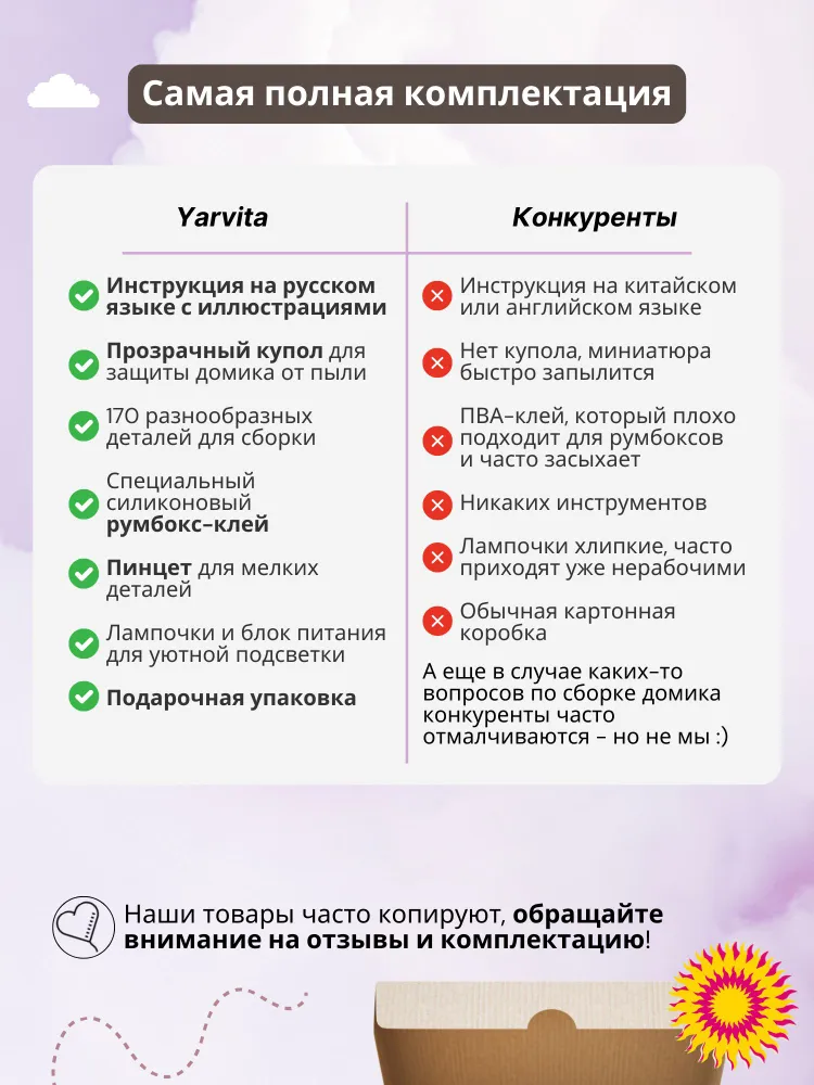Румбокс с русской инструкцией, куполом, подсветкой "Комната Принцессы" (интерьерный конструктор домик Yarvita миниатюра DIY House), вариант, фото 6