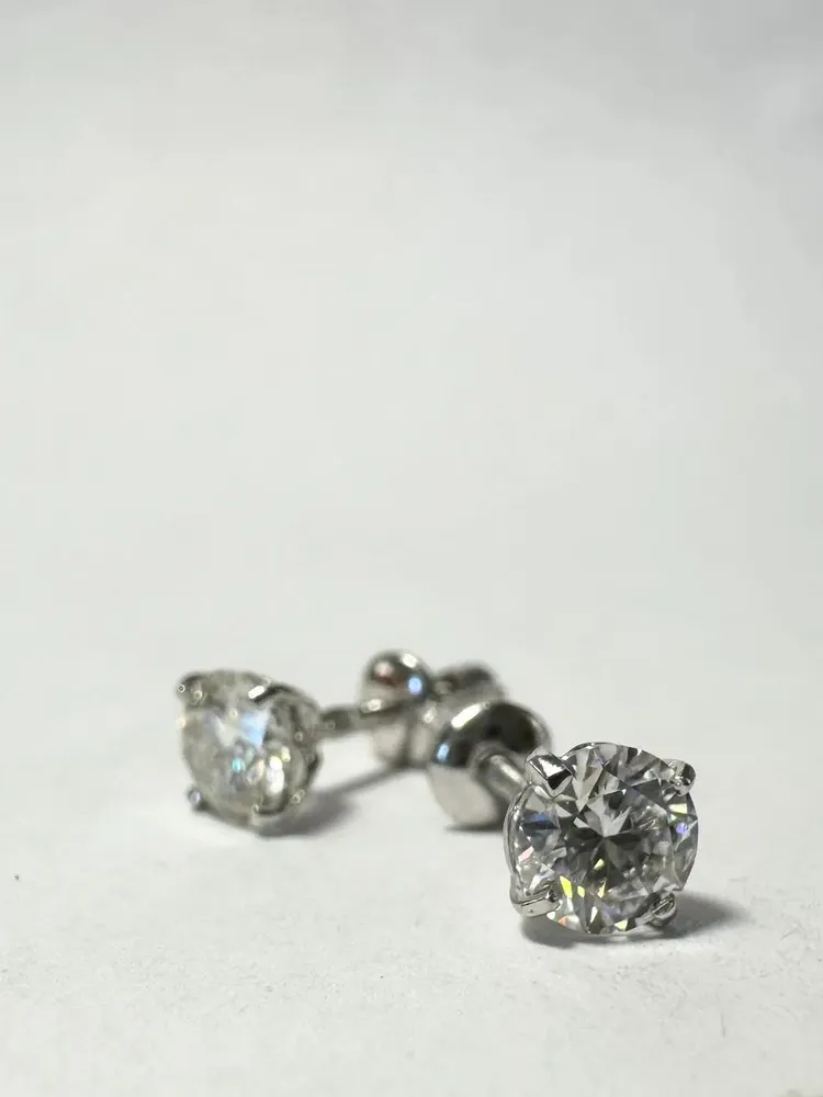 Серебряные серьги с белыми муассанитами 5мм (0,5 карат), белый, фото 3
