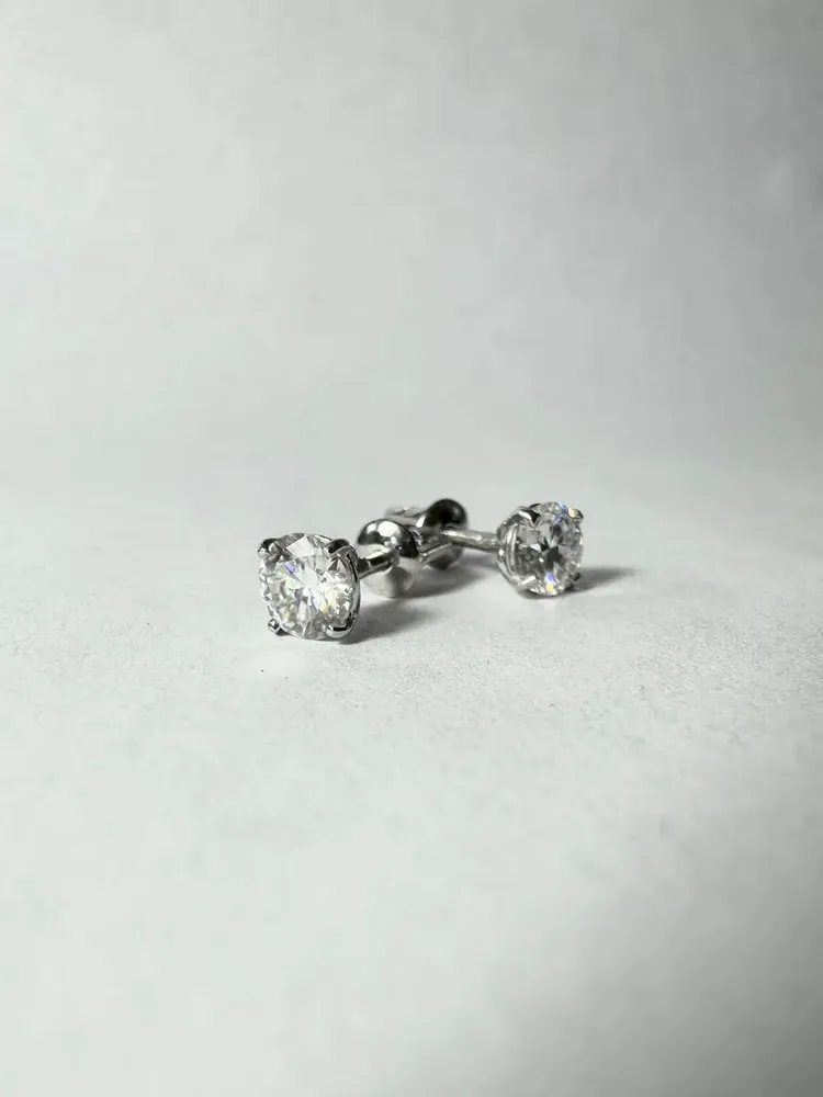 Серебряные серьги с белыми муассанитами 5мм (0,5 карат), белый, фото 4