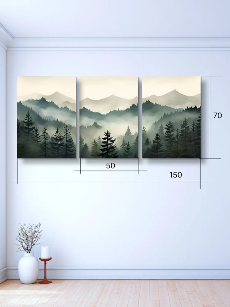 Картина Тени гор модульная 50x70см 3шт., 50x70 см, 3 шт, фото 5