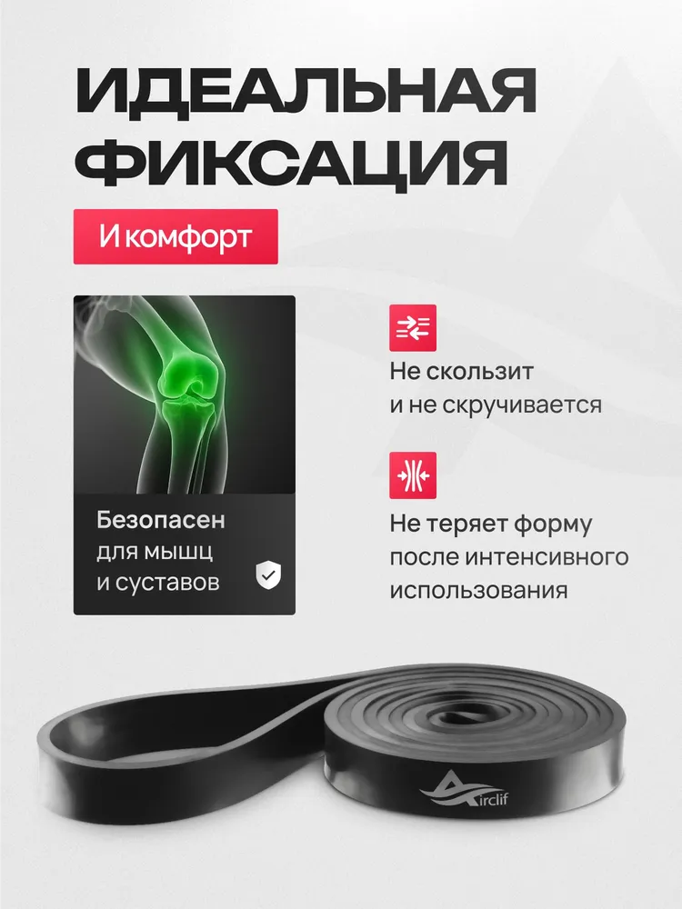 Резинка для фитнеса, для подтягиваний. Эспандер ленточный, сопротивление от 16 до 32 кг, черный, 32 кг, фото 4