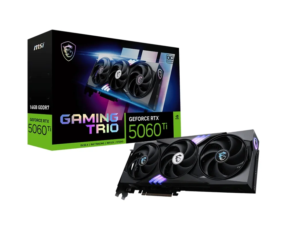 MSI Видеокарта GeForce RTX 5060 Ti GAMING TRIO OC 16 ГБ (RTX 5060 Ti 16G GAMING TRIO OC)