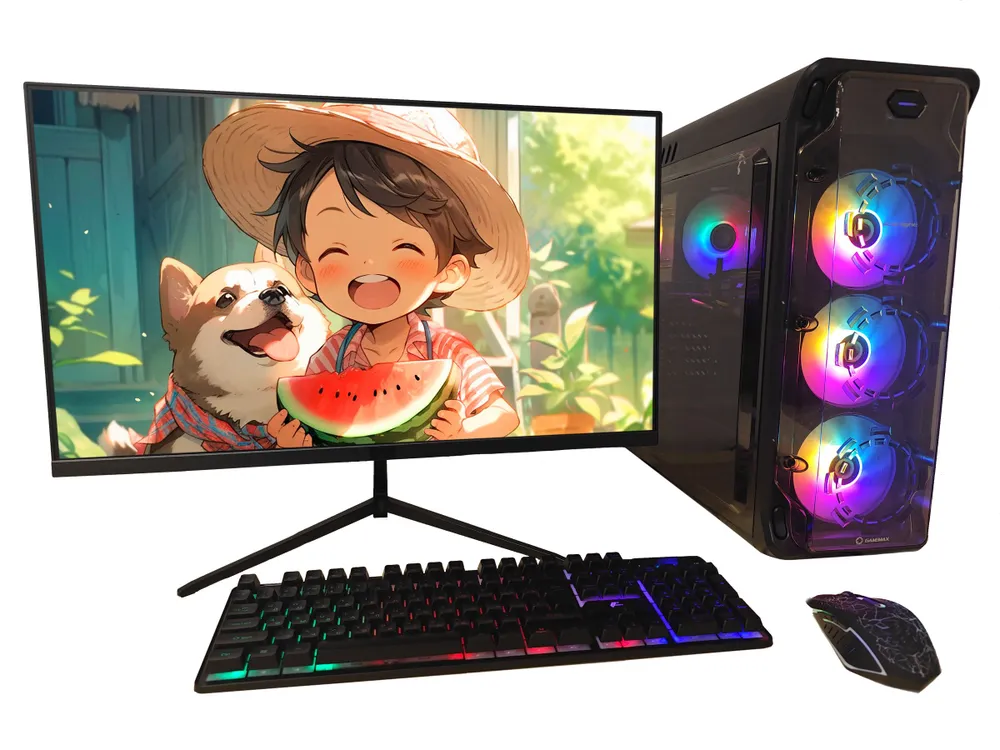 Компьютерс 27" Комплект с системным блоком Для игр и учебы с монитором 27"RAM 16 ГБ, SSD 1024 ГБ, AMD Radeon RX 580 (8 Гб), Windows 11 Pro), черный, Русская раскладка, 16 ГБ, 1024 ГБ, фото 2