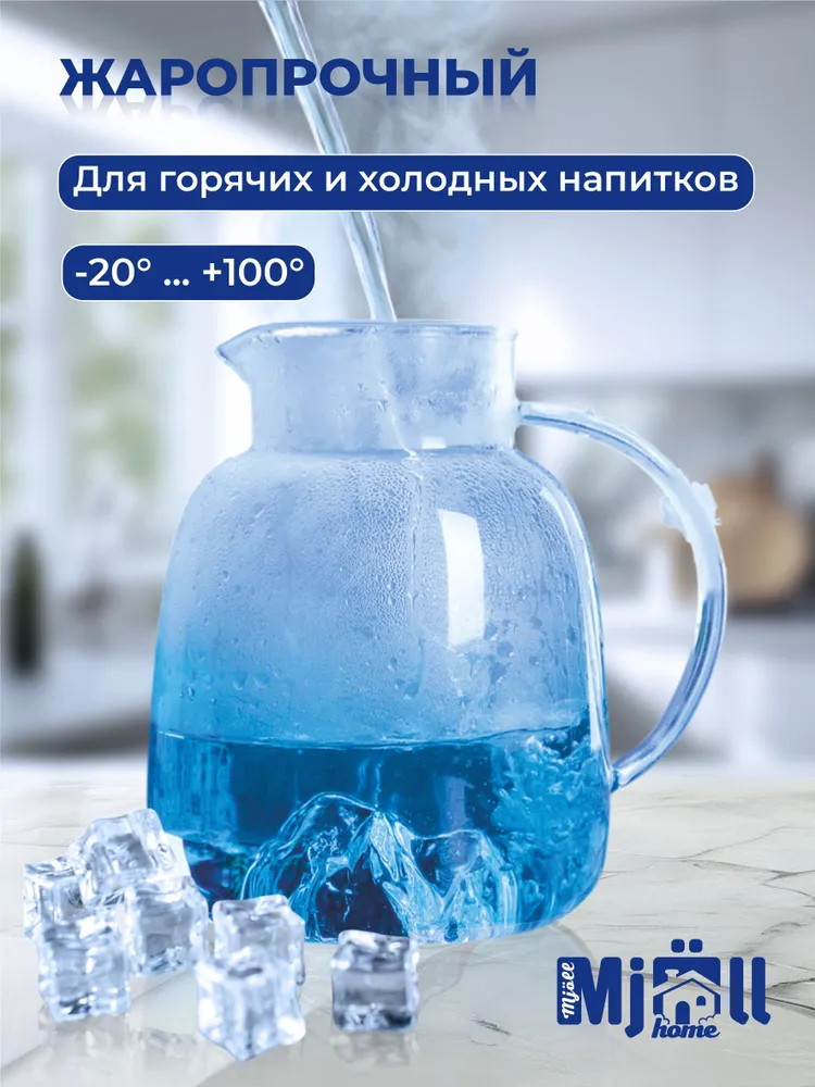 Кувшин "Айсберг" 1600 мл Mjoll HOME / голубой цвет/прозрачная ручка, 1,6 л, фото 2