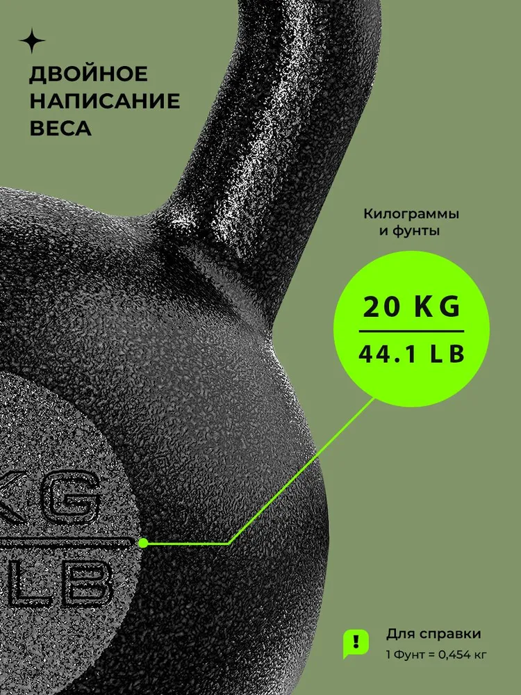 Гиря 20 кг чугунная для фитнеса, PROIRON, 20 кг, фото 5