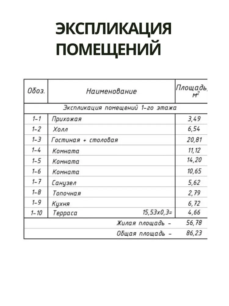 Проект одноэтажного дома из газобетона с 3 спальнями 82 м2, вариант, фото 6