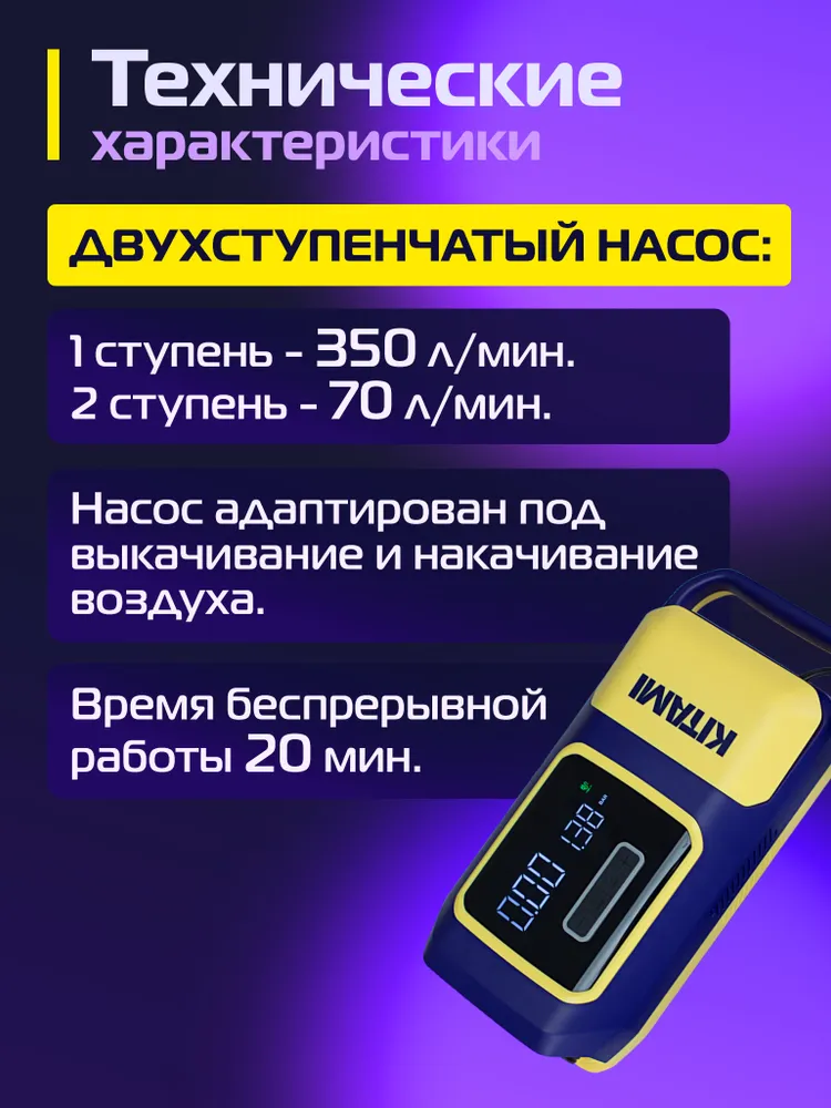 Электрический насос KITAMI KT-738 от прикуривателя для лодок ПВХ, Сапбордов, вариант, фото 2