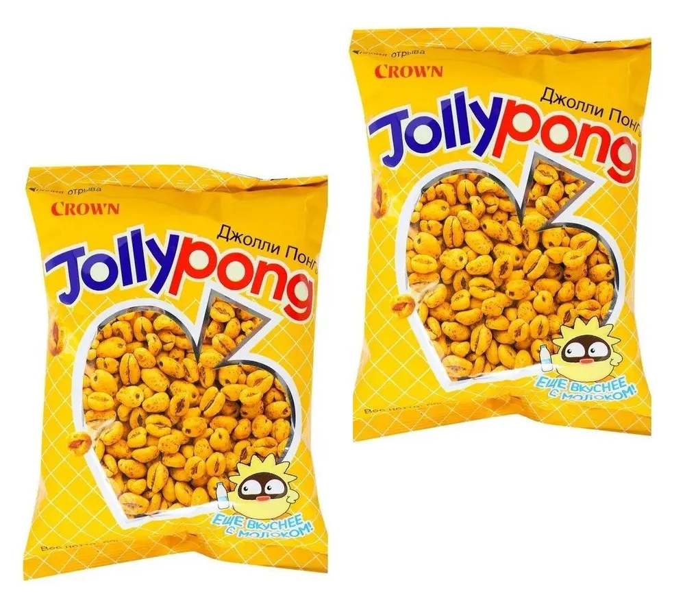 Воздушные пшеничные зерна Джолли Понг Jolly Pong, 60 г, Южная Корея, 2 шт, 60 г