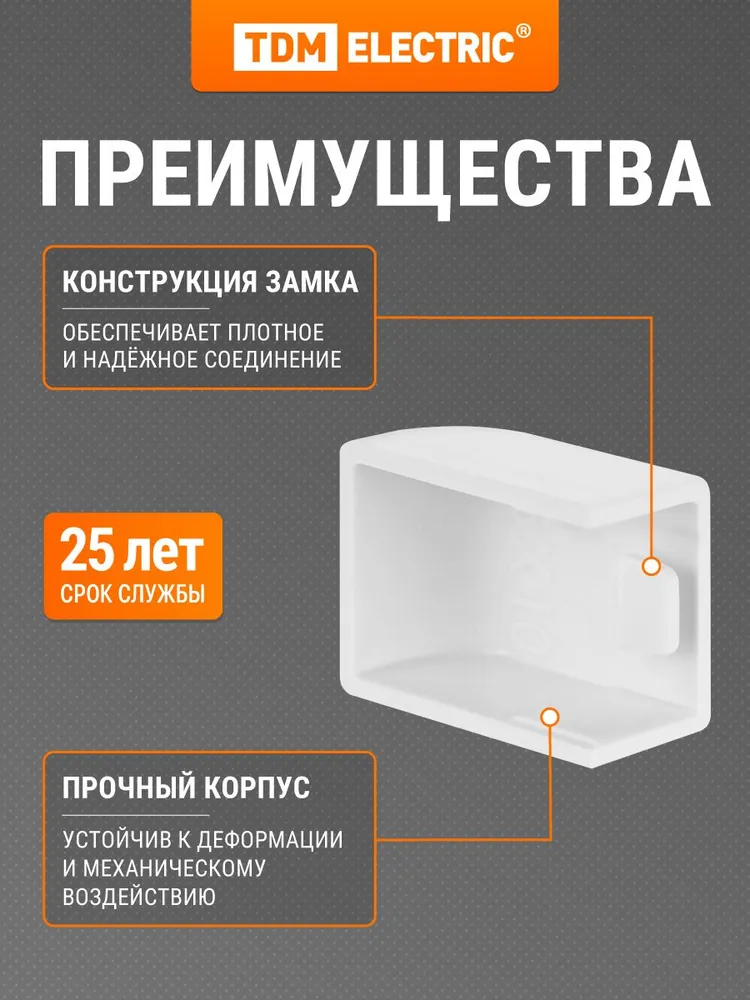 Заглушка кабельной трассы КМЗ, белый, 15х10 упаковка 4 шт TDM Electric, 15x10, 4 шт, фото 3