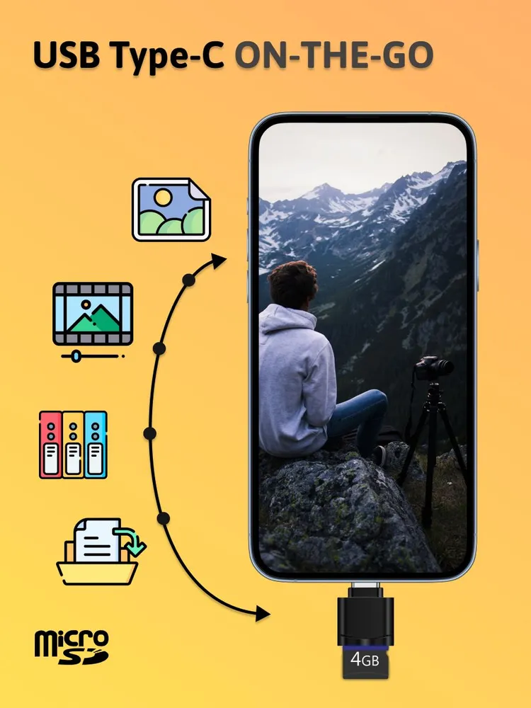 Картридер Micro SD Type C / MicroSD (Mама) - USB-C (Папа) / Картридер для телефона Type C, вариант, фото 4