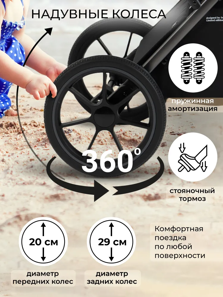 Коляска 2в1 Sweet Baby Ricci Black, черный, фото 6