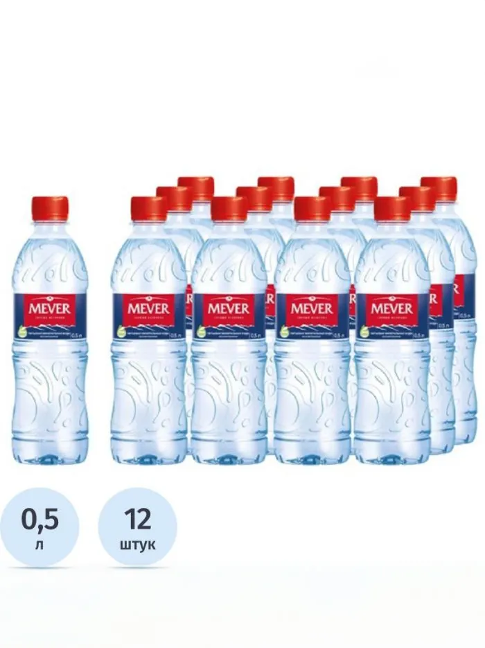 Вода негазированная Mever, 12 шт х 0,5 л, 12 шт, 500 мл