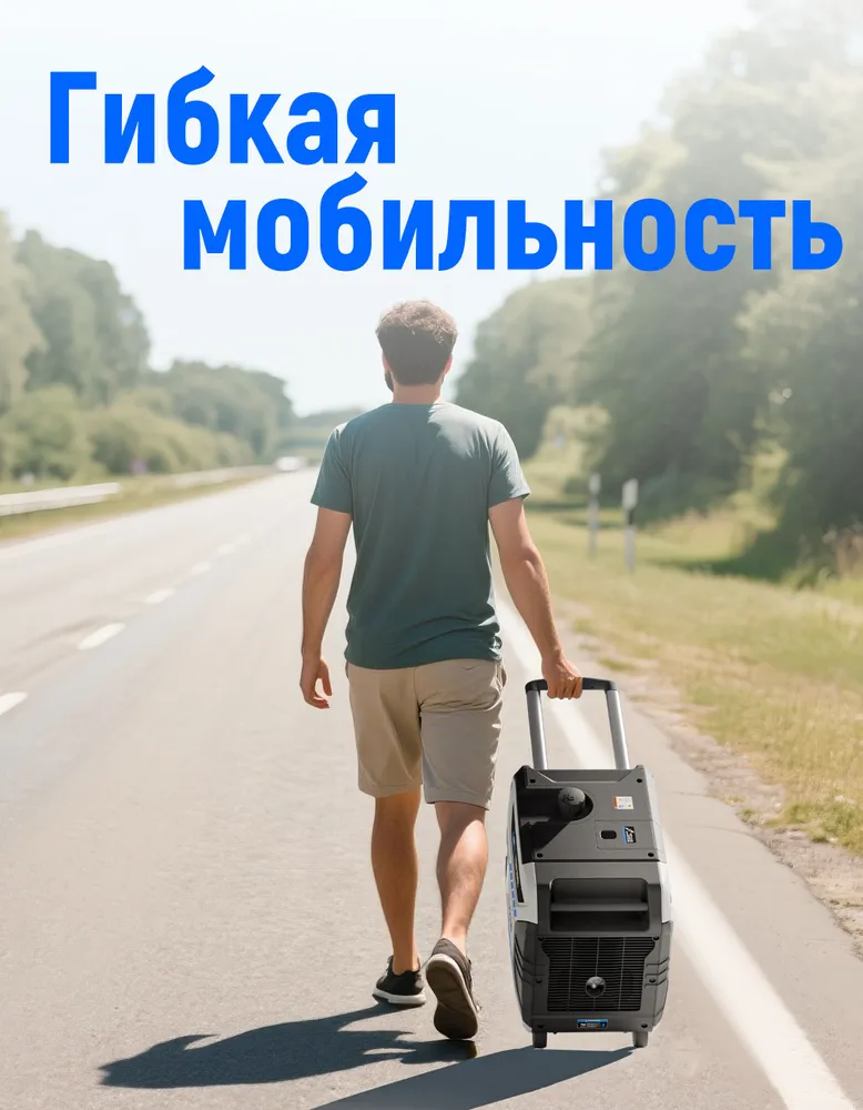 Генератор инверторный бензиновый 7 кВА, Электрический, мини, Переносная портативная электростанция, вариант, фото 3