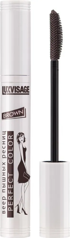 Тушь для ресниц LUXVISAGE PERFECT COLOR веер пышных ресниц BROWN тон Коричневый, коричневый