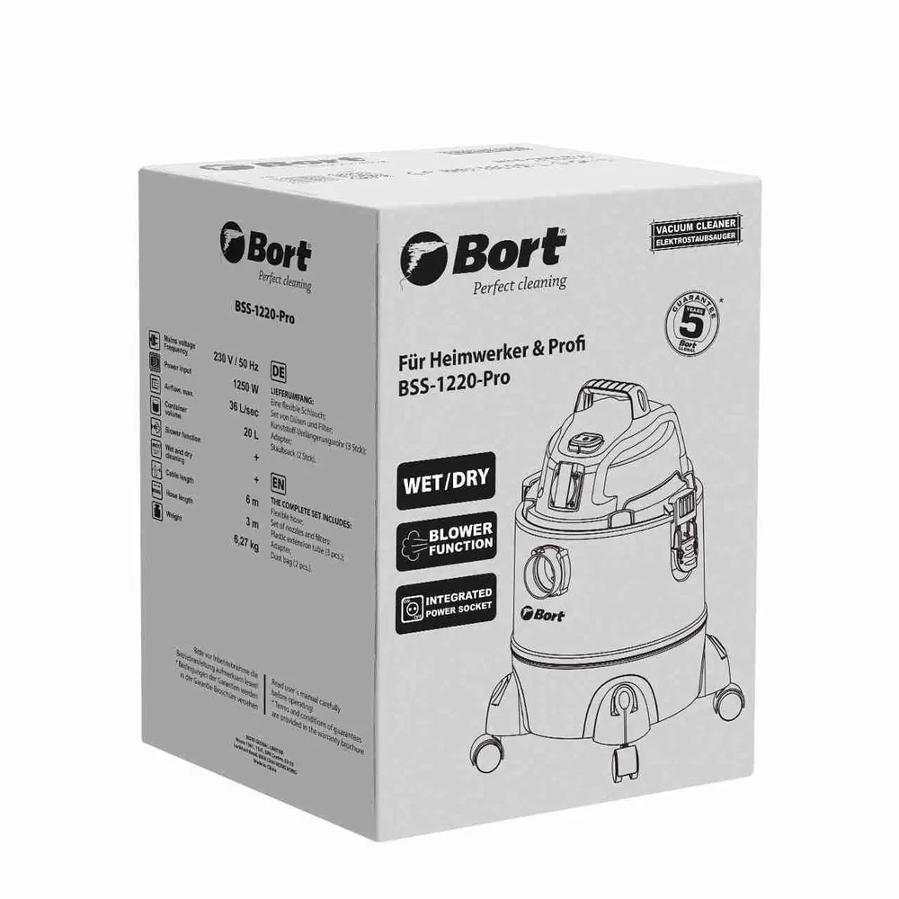 Пылесос для сухой и влажной уборки BORT BSS-1220-Pro, вариант, фото 2