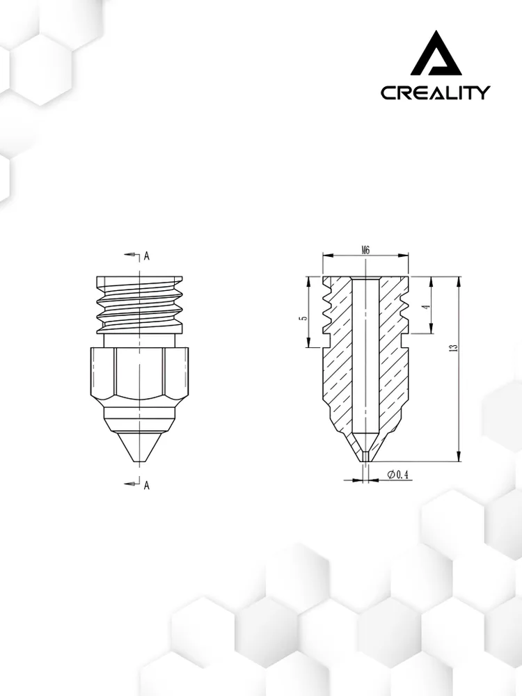 Набор сопел Creality, латунные 0.4мм, комплектующие для 3D принтера, MK8/MK7 сопло creality для Ender CR10 и др., вариант, фото 5