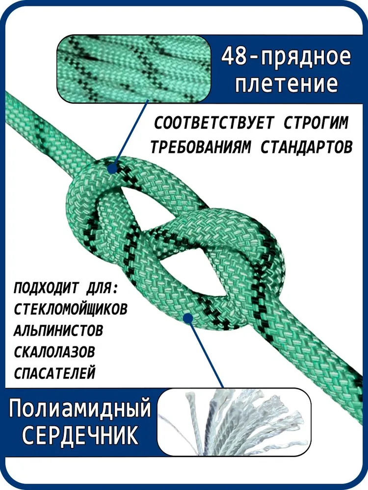 Веревка альпинистская, статическая 10 мм - 100м, АзотХимФортис, 100 м, фото 2