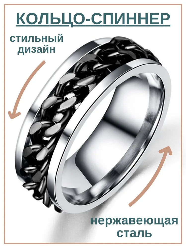 Кольцо антистресс вращающееся, спиннер, крутящееся, парное, широкое, нержавеющая сталь, вариант