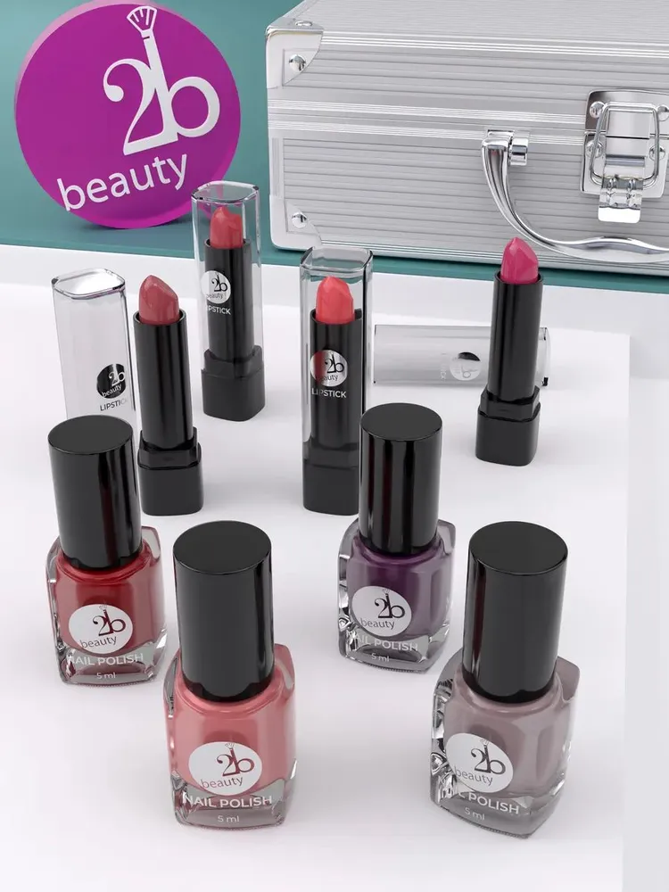 Подарочный чемодан бьюти кейс 2b beauty с декоративной косметикой для макияжа Silver Glow, серебристый, фото 5