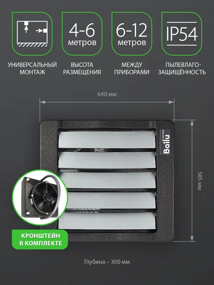Тепловентилятор водяной Ballu BHP-W3-20-S, вариант, фото 3