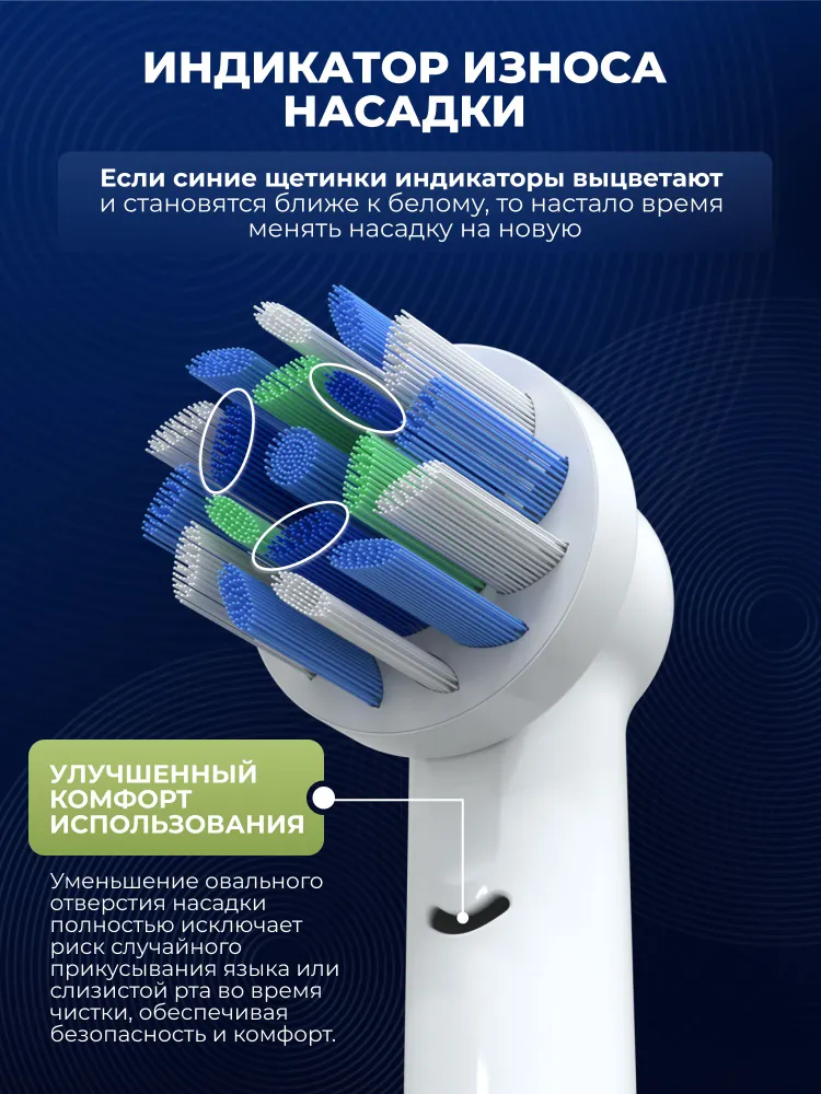 Сменные насадки PRO CROSS CLEAN SB-50X с защитными колпачками для электрических зубных щеток, совместимы Oral-B (Braun), 4шт, 4 шт, фото 4